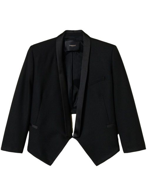 Open front cropped blazer - Black