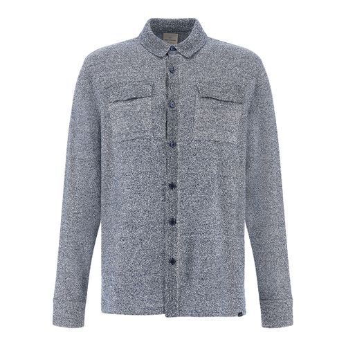 Overshirt in linen and Urukai cotton, Man, Bright White-dress Blues