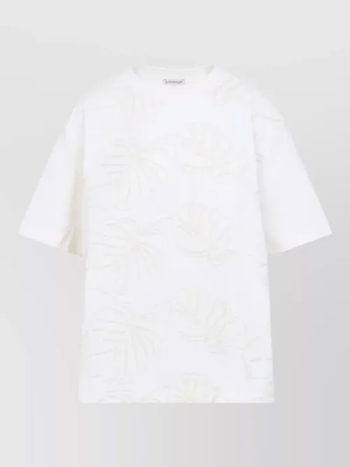 Moncler - floral embroidery jersey t shirt side tie