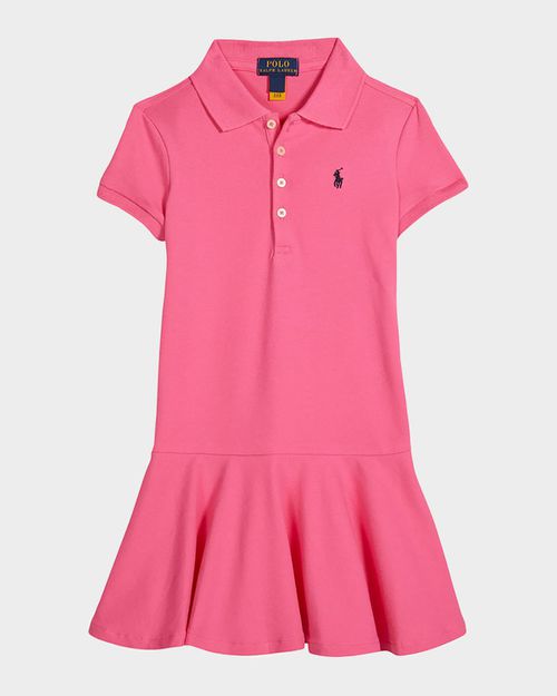 Girl & apos;s Stretch Cotton Mesh Polo Dress