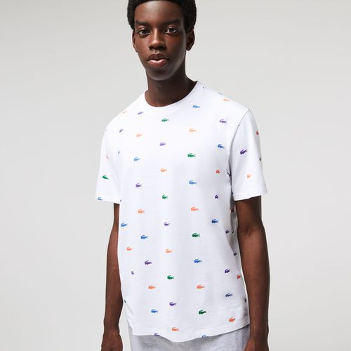 Men's Crocodile Print Crew Neck Cotton Lounge T-Shirt - XL