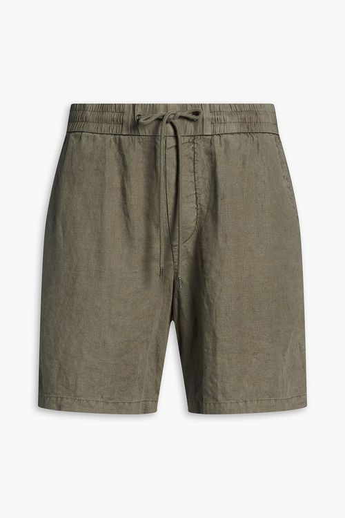 Linen drawstring shorts - Green - 0