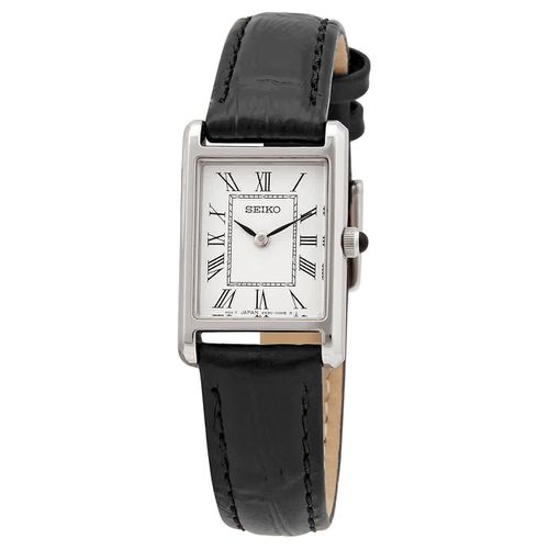Quartz White Dial Black Leather Ladies Watch SWR053