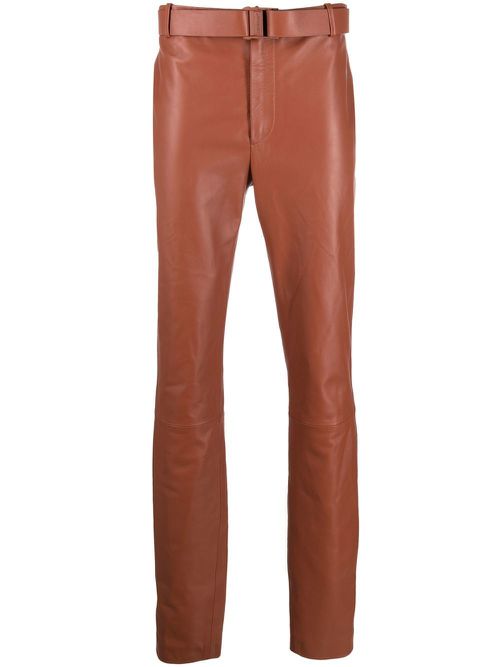 Lea buckled leather trousers - Brown
