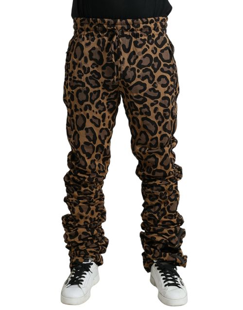 Leopard Jacquard Joggers — Brown
