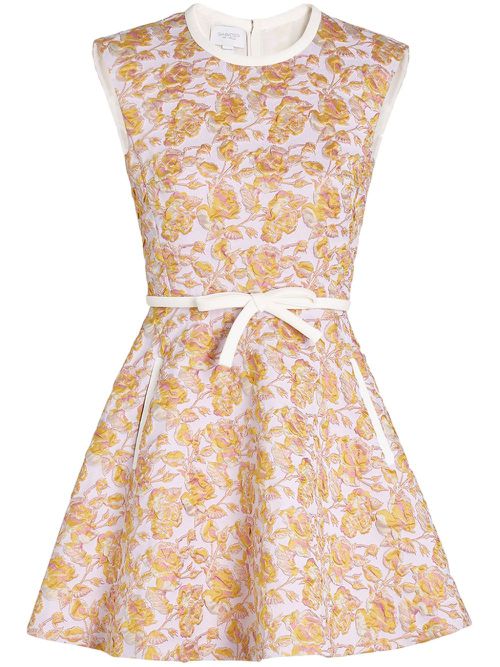 Floral-jacquard mini dress - Pink