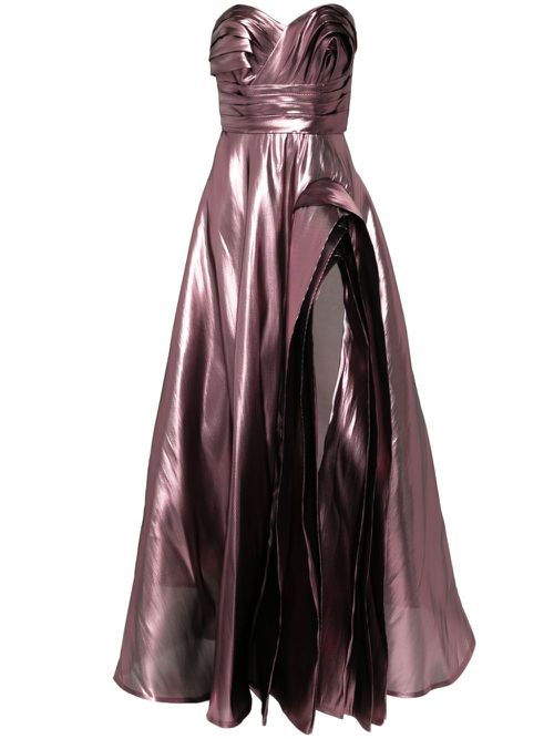 Metallic-effect draped gown - Pink