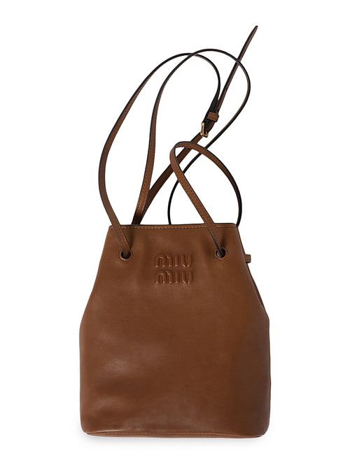 Women's Nappa Leather Mini Bucket Bag - Brown