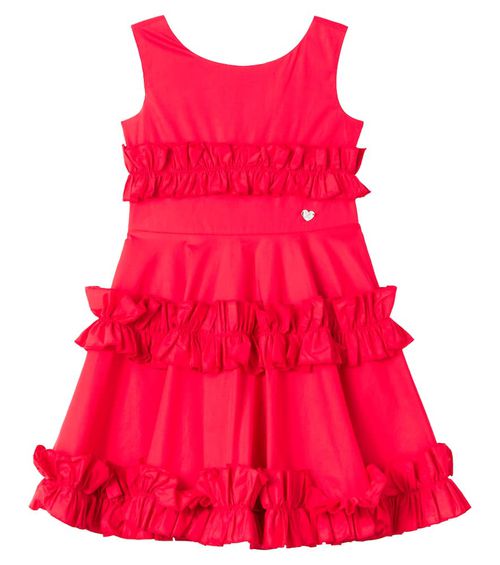 Ruffle-trimmed cotton poplin dress