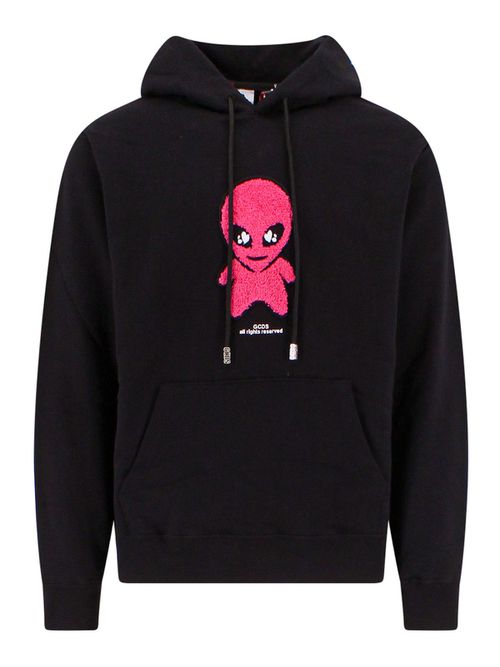 Cotton sweatshirt with terry alien patch