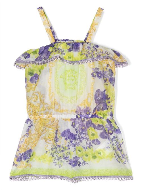 All-over floral-print playsuit - White