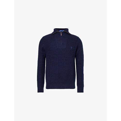 Mens Hunter VY Logo-embroidered Funnel-neck Wool and Cotton-blend Jumper