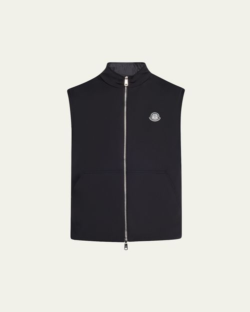 Men's Full-Zip Leather-Emblem Vest