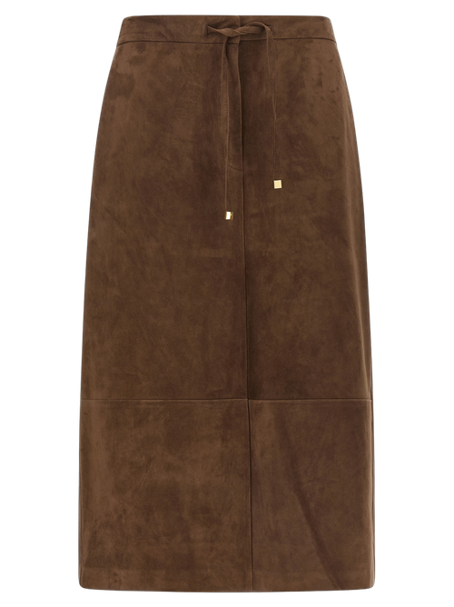 Lamb Leather Midi Skirt — Brown