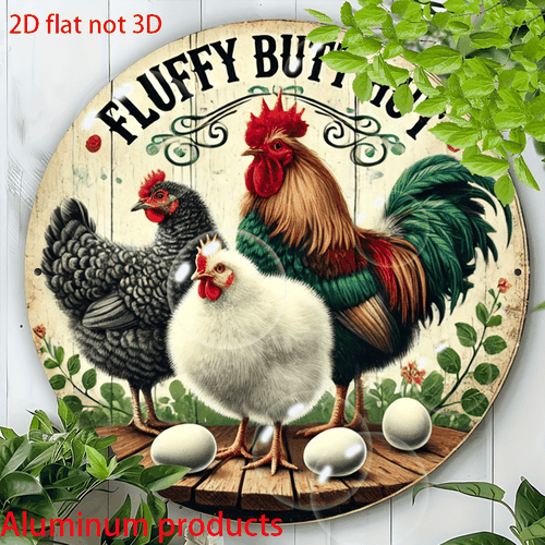 TEMU 2d Flat, Vintage Chicken Metal Wall Art - Rustic Farmhouse Decor With Rooster & Hen, Black & White - Indoor/outdoor Decoration For Kitchen