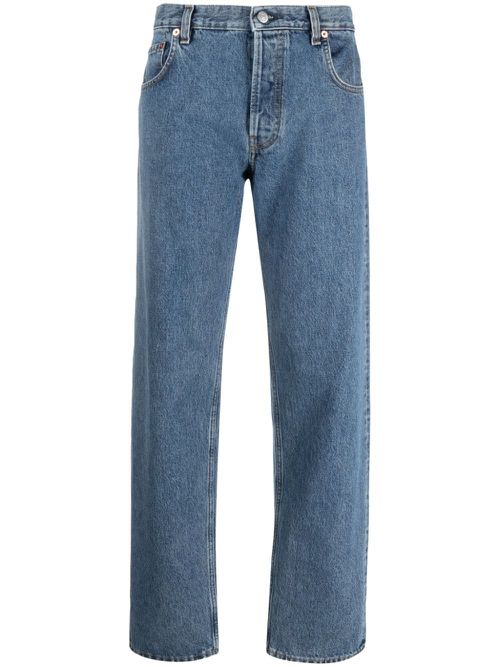 Logo-patch straight-leg jeans - Blue
