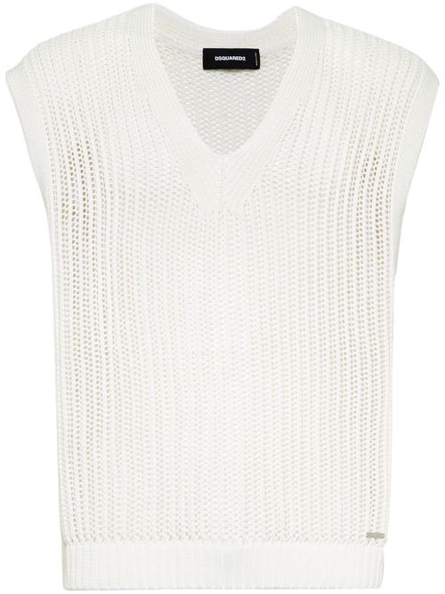 Open-knit vest - White