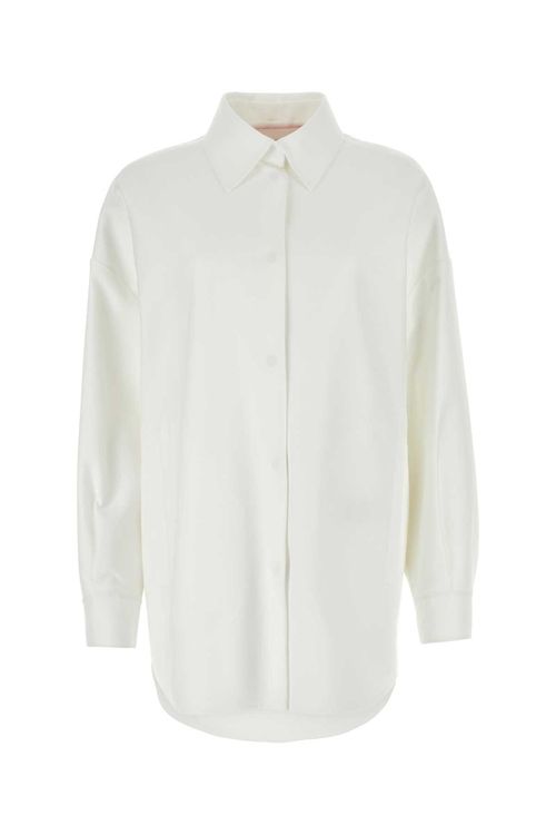 White Cotton Blend Oversize Shirt
