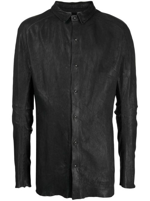 Raw-cut edge leather shirt - Grey