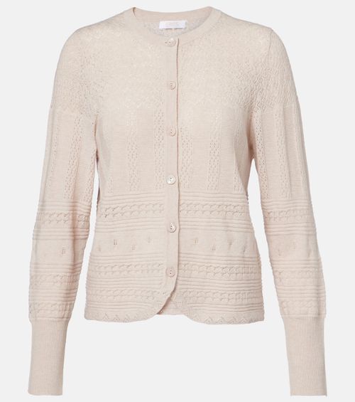 Trio pointelle wool and cashmere cardigan