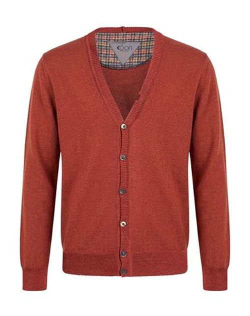 Man Cardigan Rust Size XL Merino Wool, Acrylic
