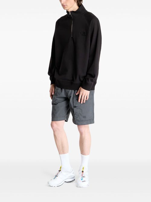 Cotton half-zip sweatshirt - Black