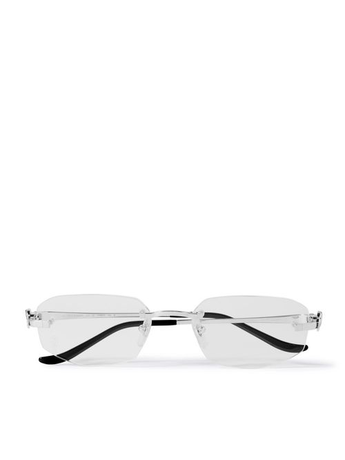 Panthère De Cartier Rectangular-Frame Rimless Silver-Tone Optical Glasses