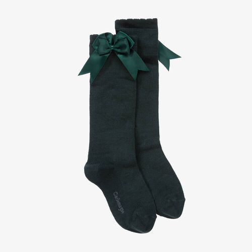 Girls Green Cotton Knee Length Socks