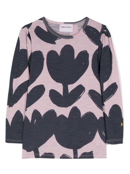 Retro Flowers organic cotton T-shirt - Pink
