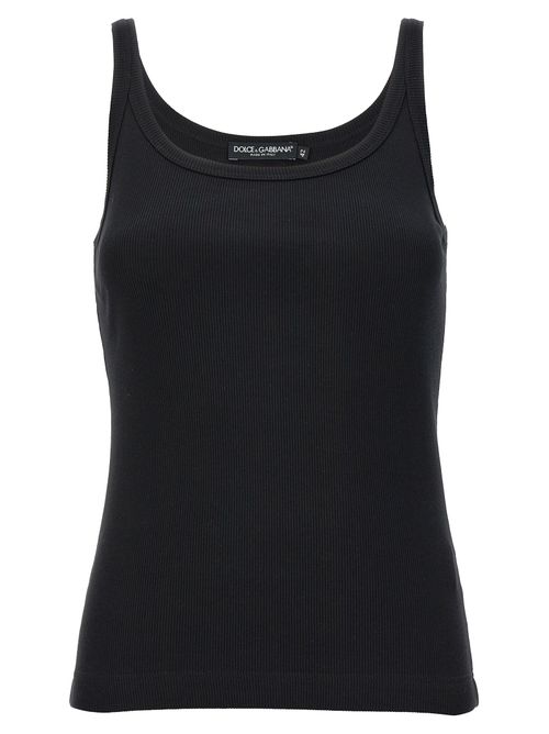 Ribbed Cotton Tank Top — Black