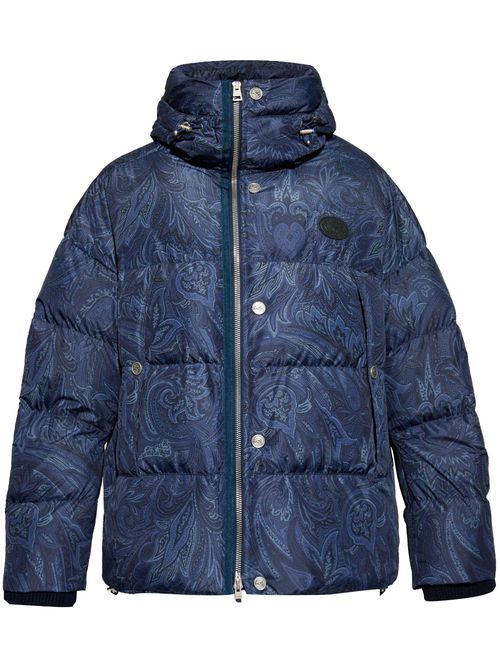 Paisley-print down jacket - Blue