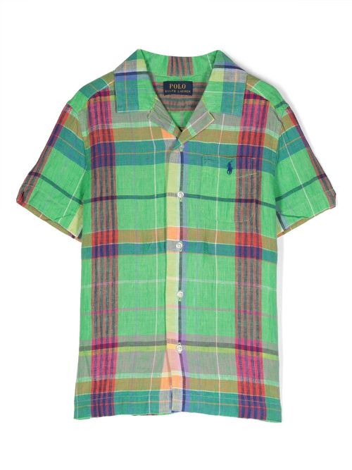 Plaid short-sleeved shirt - Green
