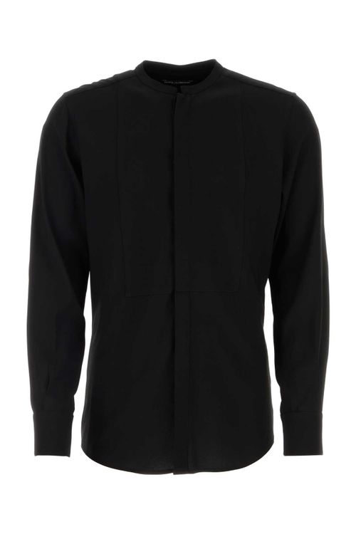 Viscose and Silk Blend Shirt — Black