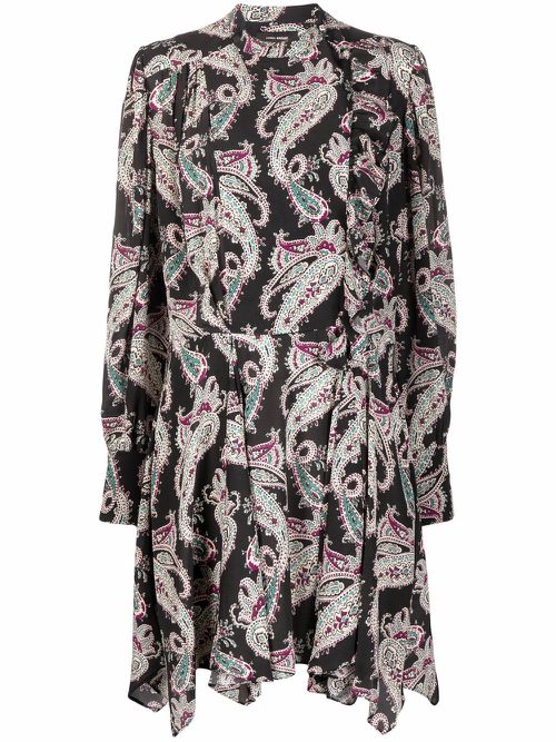 Paisley-print silk dress - Black