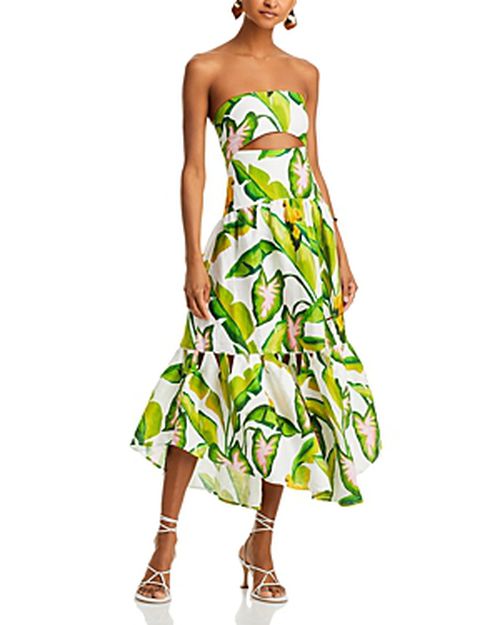 Summer Foliage Strapless Dress