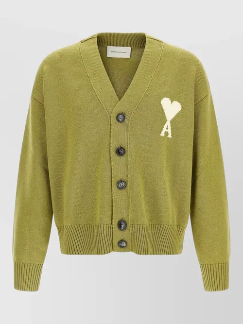 Ami Paris - ami de coeur v neck knit cardigan