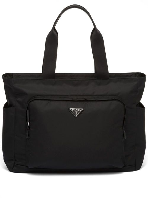Saffiano leather recycled tote bag - Black