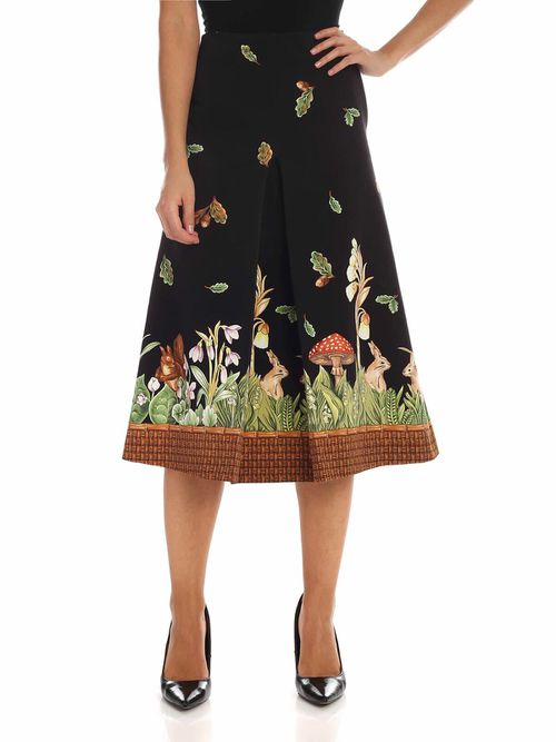 Forest printed skirt in black