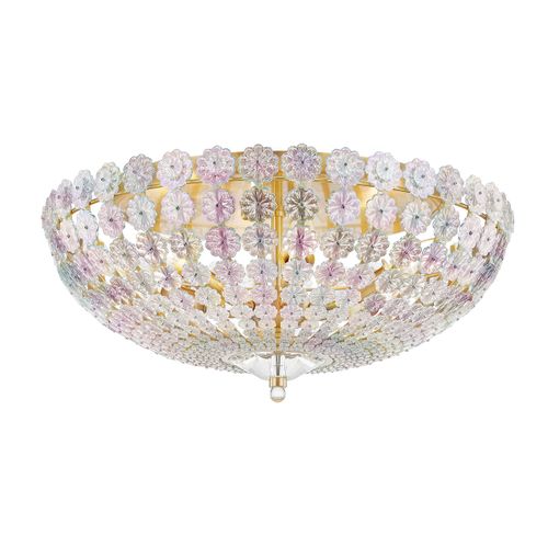 Aged Brass Six Light Flush Mount from the Floral Park Collection
