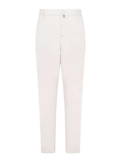 Pearl Grey Cotton Blend Tapered Leg Trousers