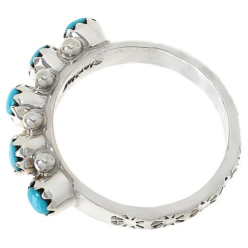 Chaco Canyon Campitos Turquoise Sterling Silver Beaded Band Ring - Silver