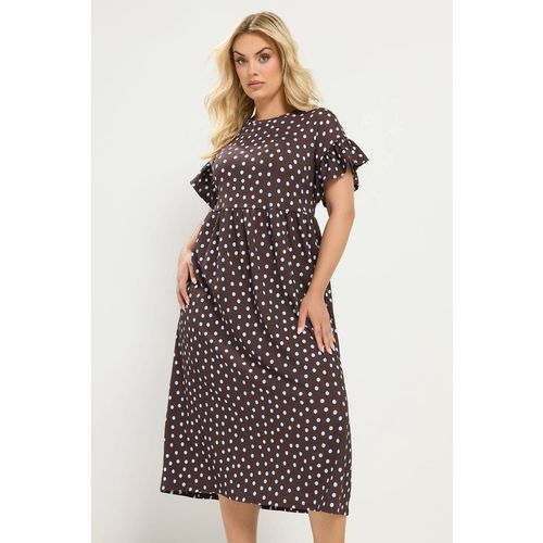 Yours Women's Polka Dot Maxi Dress in Chocolate