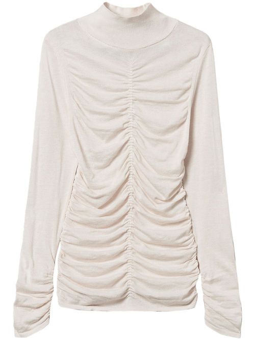 Gathered high neck jumper - Neutrals