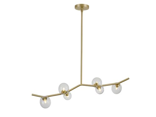 Hampton 6-Light Chandelier in Brushed Brass With Clear Gla
