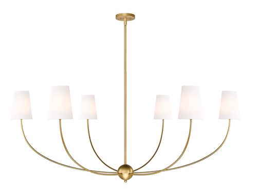 Rubbed Brass Six Light Chandelier from the Shannon Collection