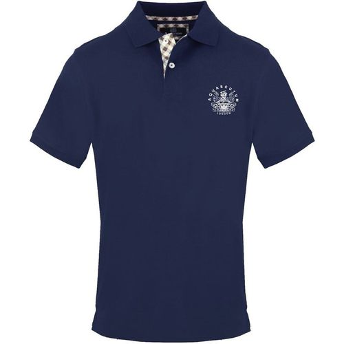 Aquascutum Mens Collared Neck Short Sleeve Polo Shirt in Navy - Sma