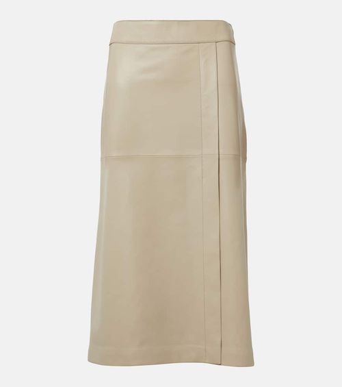 Leather midi skirt