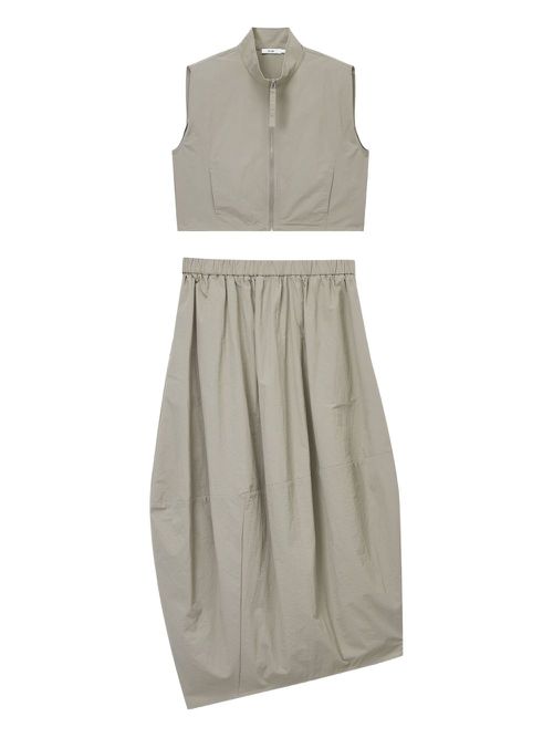 B+ab zip-front sleeveless top and skirt set - Neutrals