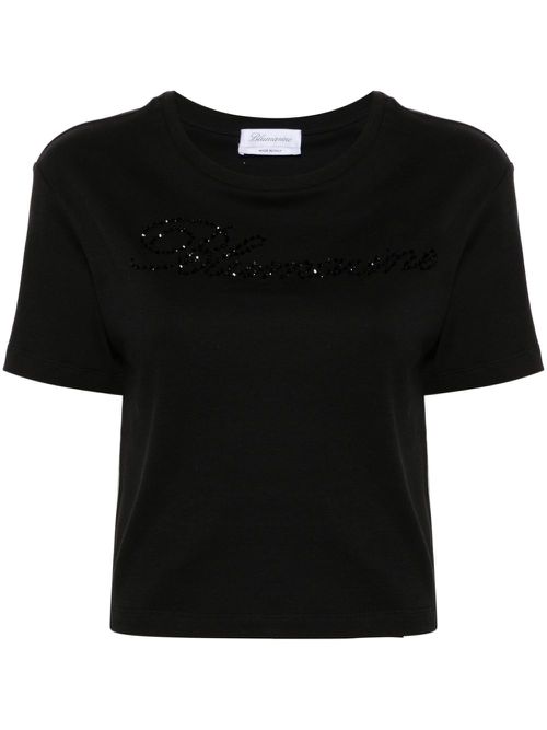 Rhinestone-embellished cotton T-shirt - Black
