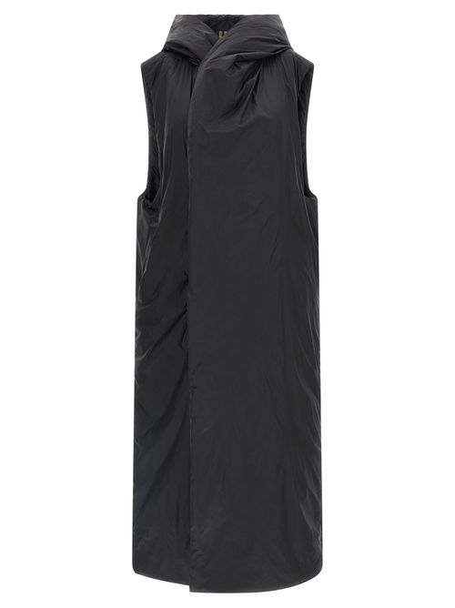 Hooded Padded Nylon Vest — Black